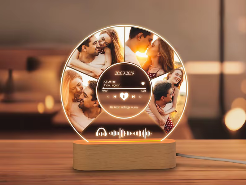 Plaque Photo LED de musique Spotify en acrylique personnalisée