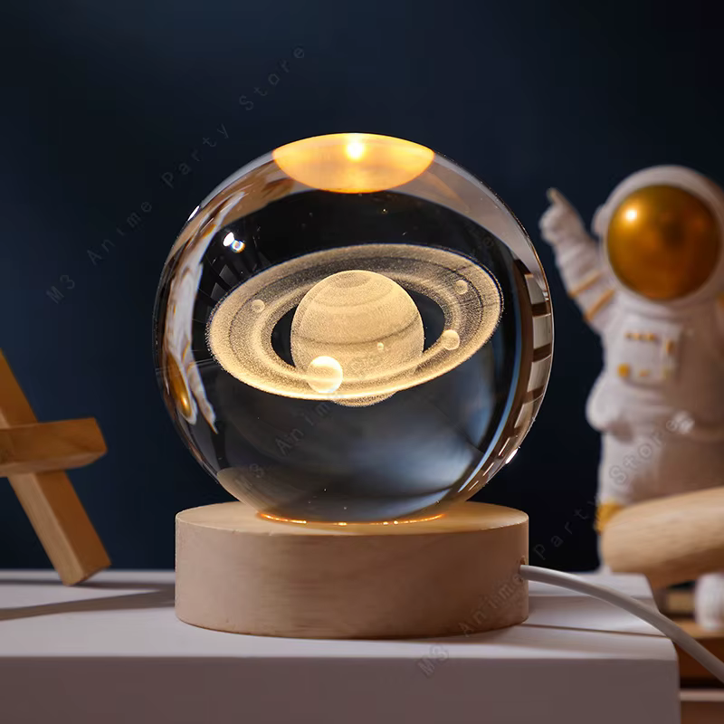 Lampe de chevet LED boule de cristal 3D