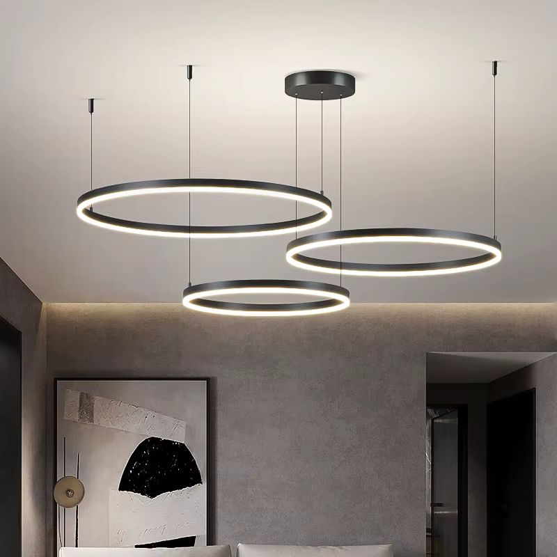 Lustre anneau lumière LED pour le salon 