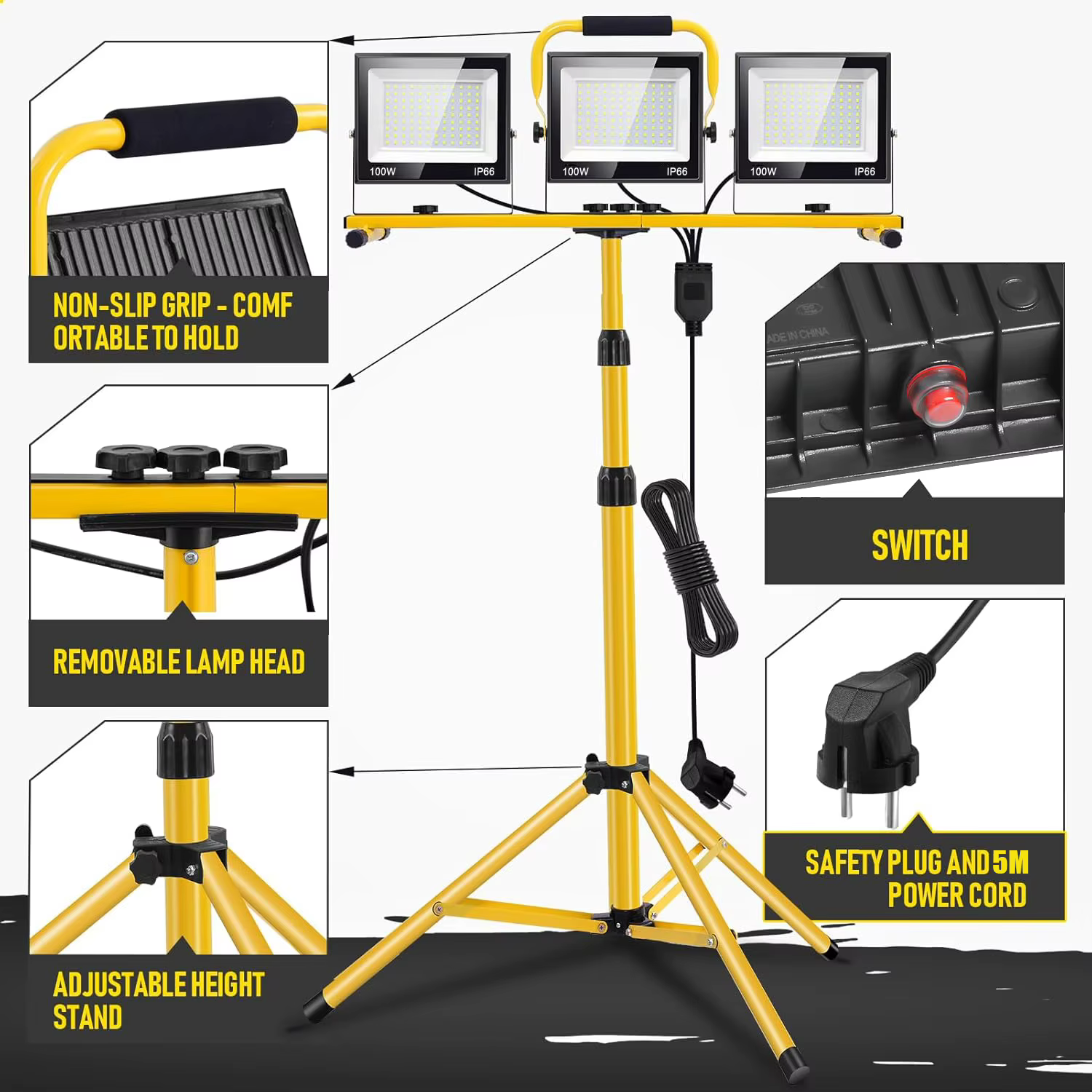 Projecteur de Chantier LED 300W avec support