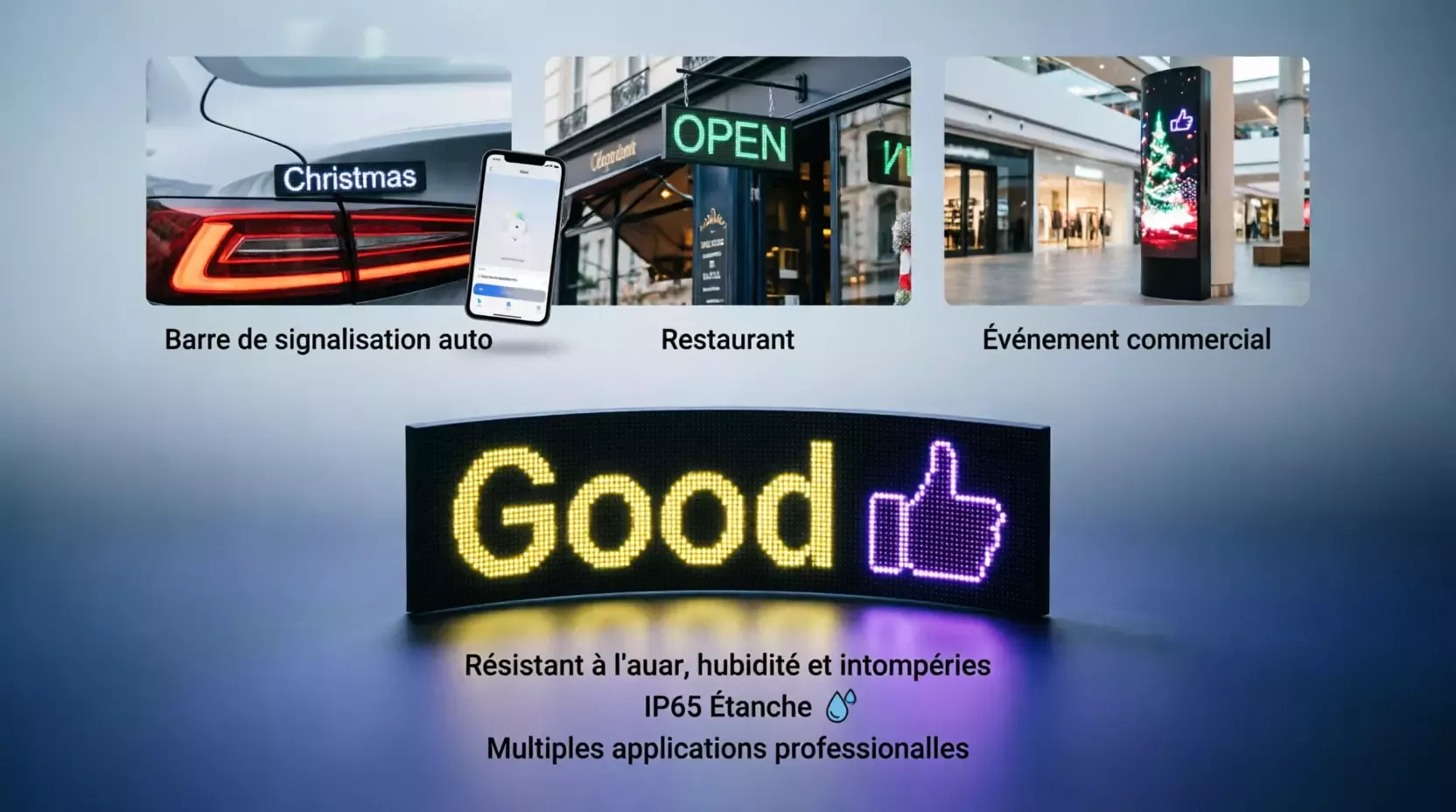 Affichage LED flexible programmable pour voiture