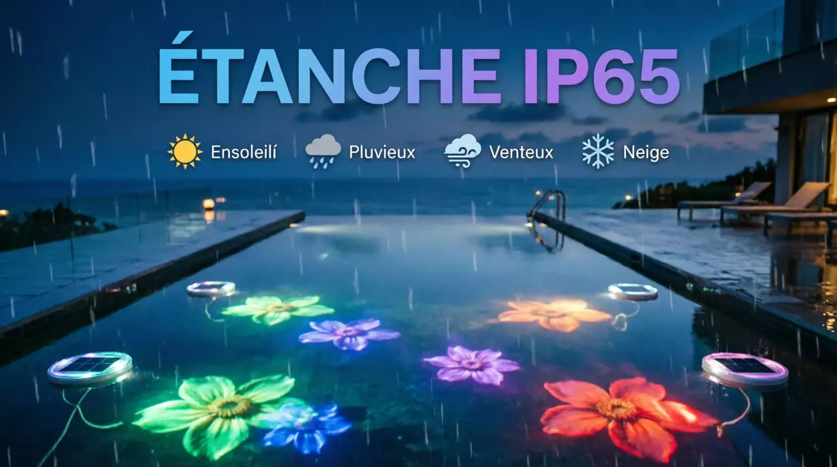 Éclairage solaire flottant pour piscine
