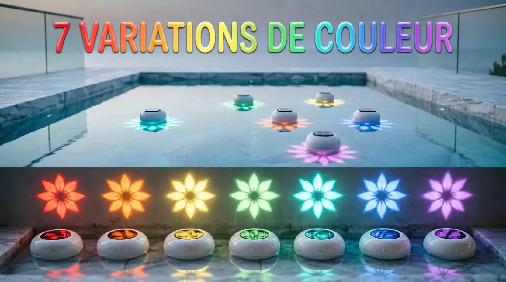 Éclairage solaire flottant pour piscine