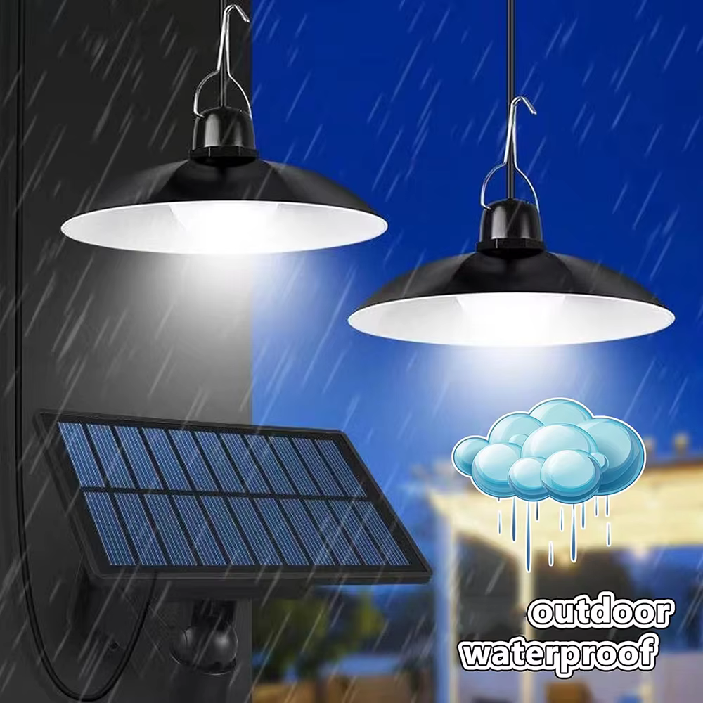 Lustre solaire d'extérieur, lampe LED étanche à double tête