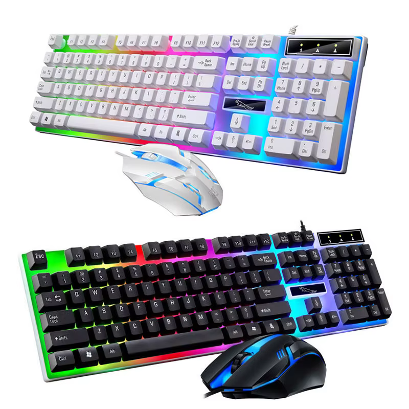 Ensemble clavier et souris de jeu filaire  LED, 104 touches