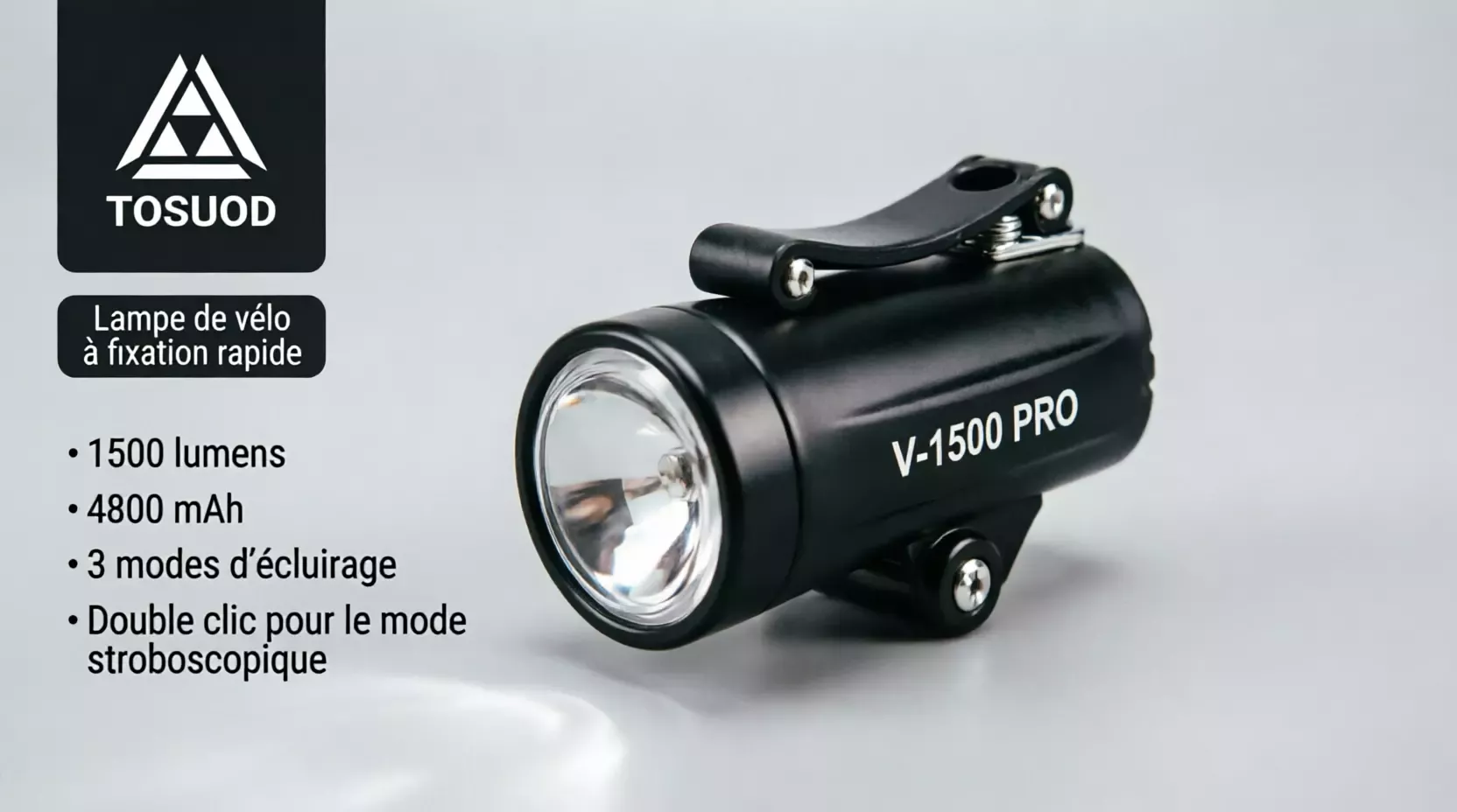 Lampe avant de vélo 1500 Lumens USB