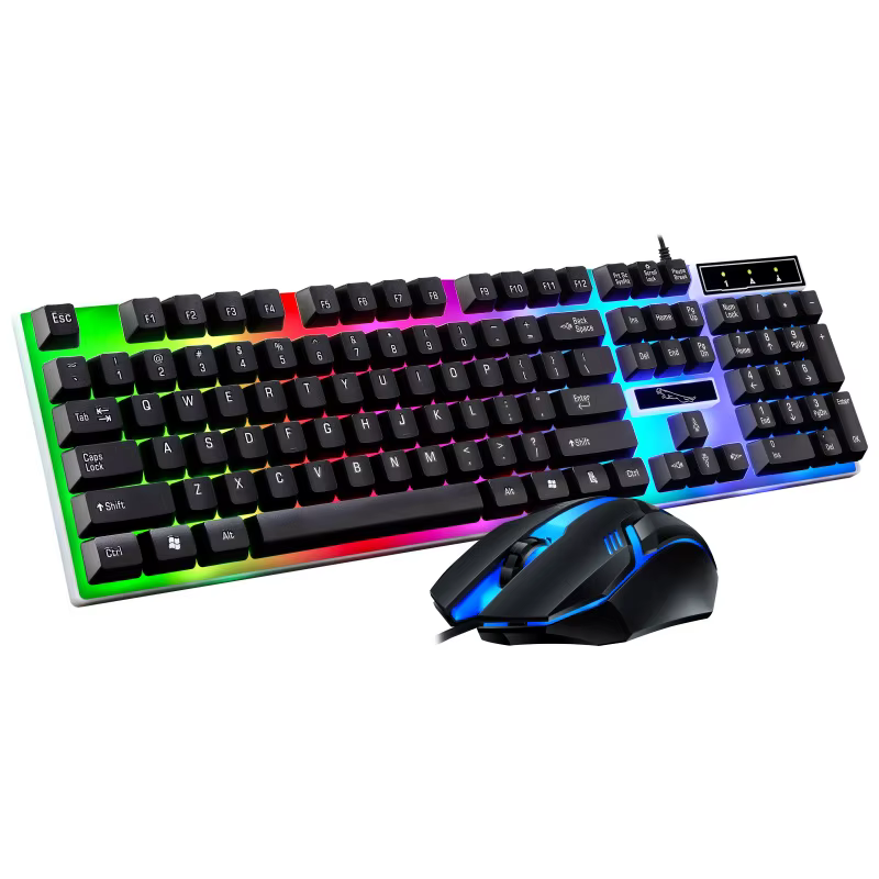 Ensemble clavier et souris de jeu filaire  LED, 104 touches